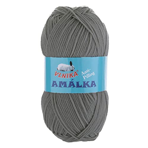 100g Strickgarn Amalka Strick-Wolle Polyacryl Anti Pilling Effekt Farbwahl, Farbe:127 grau von maDDma