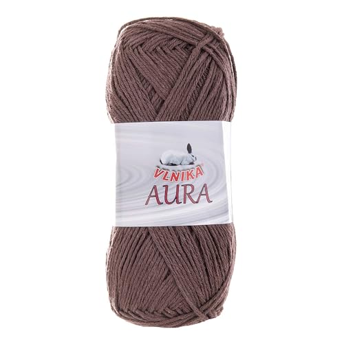 100g Strickgarn Aura unifarben Baumwoll-Leinen-Garn Häkelgarn Farbwahl, Farbe:braun von maDDma