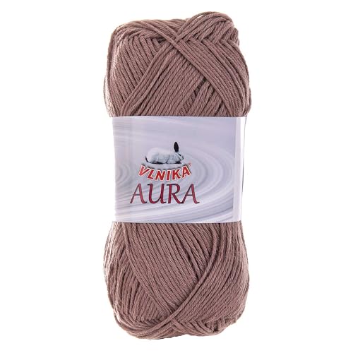 100g Strickgarn Aura unifarben Baumwoll-Leinen-Garn Häkelgarn Farbwahl, Farbe:hellbraun von maDDma