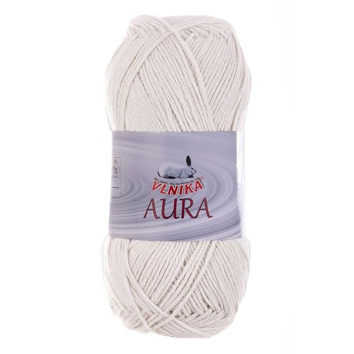 100g Strickgarn Aura unifarben Baumwoll-Leinen-Garn Häkelgarn Farbwahl, Farbe:natur von maDDma