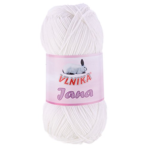 100g Strickgarn Jana Häkelgarn Strickwolle Häkelwolle Baby-Wolle, Farbauswahl, Farbe:weiß von maDDma