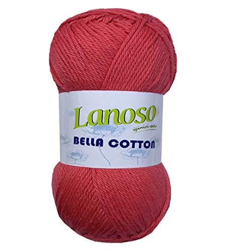 100g Strickgarn Lanoso Bella Cotton Baumwollgarn Wolle Häkelgarn Strick-Wolle, Farbe:938 himbeerrot von maDDma