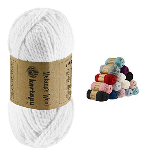 100g Strickgarn Melange Wool Strick-Wolle Garn Häkelgarn Wolle Farbwahl, Farbe:K010 weiß von maDDma