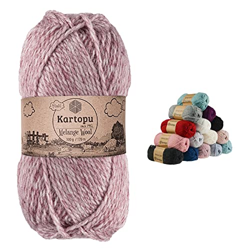 100g Strickgarn Melange Wool Strick-Wolle Garn Häkelgarn Wolle Farbwahl, Farbe:K9005 rotmeliert von maDDma