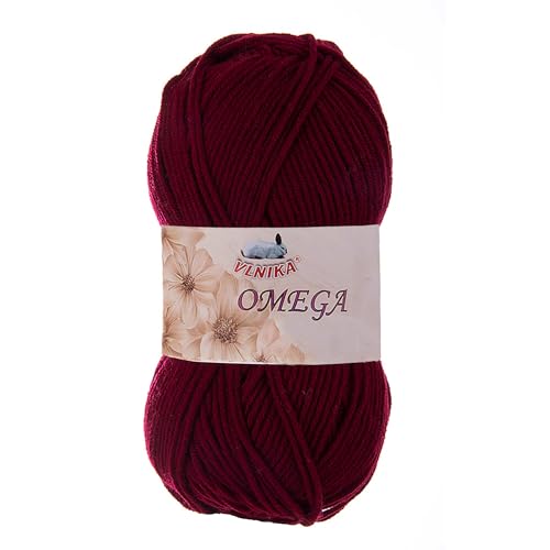 100g Strickgarn Omega Häkelgarn Acrylwolle Klassikgarn Wolle unifarben, Farbwahl, Farbe:bordeaux von maDDma