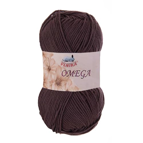 100g Strickgarn Omega Häkelgarn Acrylwolle Klassikgarn Wolle unifarben, Farbwahl, Farbe:dunkelbraun von maDDma