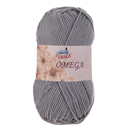 100g Strickgarn Omega Häkelgarn Acrylwolle Klassikgarn Wolle unifarben, Farbwahl, Farbe:grau von maDDma