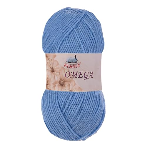 100g Strickgarn Omega Häkelgarn Acrylwolle Klassikgarn Wolle unifarben, Farbwahl, Farbe:hellblau von maDDma