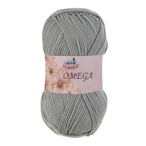 100g Strickgarn Omega Häkelgarn Acrylwolle Klassikgarn Wolle unifarben, Farbwahl, Farbe:hellgrau von maDDma