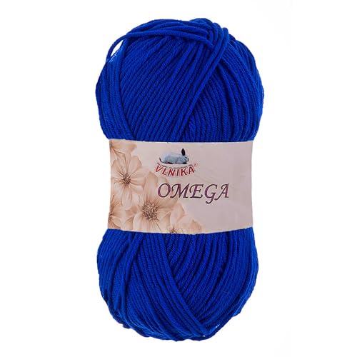 100g Strickgarn Omega Häkelgarn Acrylwolle Klassikgarn Wolle unifarben, Farbwahl, Farbe:königsblau von maDDma