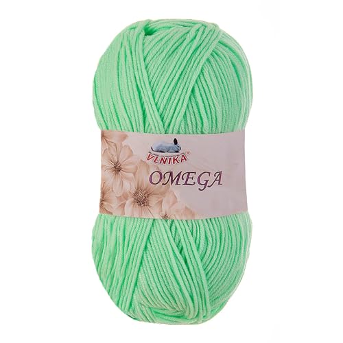 100g Strickgarn Omega Häkelgarn Acrylwolle Klassikgarn Wolle unifarben, Farbwahl, Farbe:mintgrün von maDDma