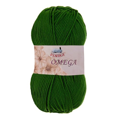 100g Strickgarn Omega Häkelgarn Acrylwolle Klassikgarn Wolle unifarben, Farbwahl, Farbe:moosgrün von maDDma