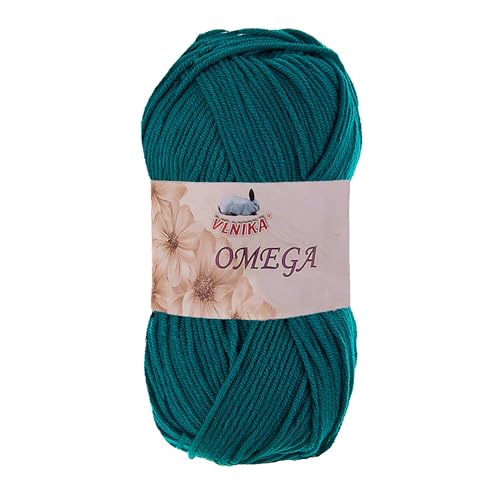 100g Strickgarn Omega Häkelgarn Acrylwolle Klassikgarn Wolle unifarben, Farbwahl, Farbe:petrol von maDDma