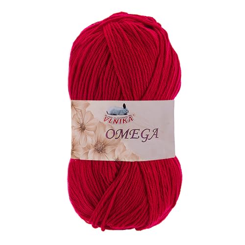 100g Strickgarn Omega Häkelgarn Acrylwolle Klassikgarn Wolle unifarben, Farbwahl, Farbe:rot von maDDma