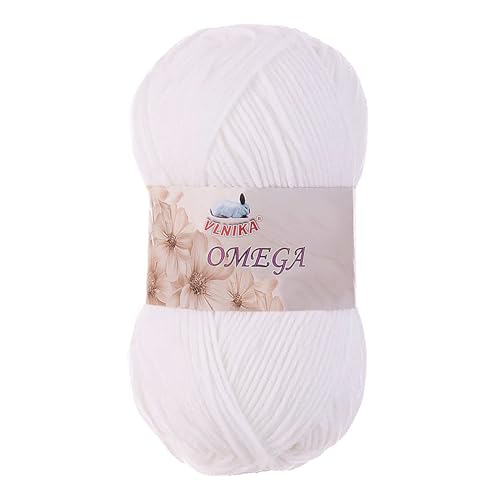 100g Strickgarn Omega Häkelgarn Acrylwolle Klassikgarn Wolle unifarben, Farbwahl, Farbe:weiß von maDDma