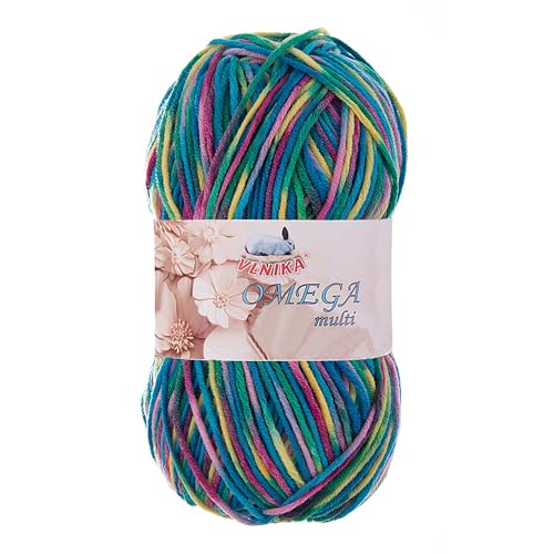 100g Strickgarn Omega multi Häkelgarn Acrylwolle Klassikgarn Wolle, Farbe:mehrfarbig 8 von maDDma