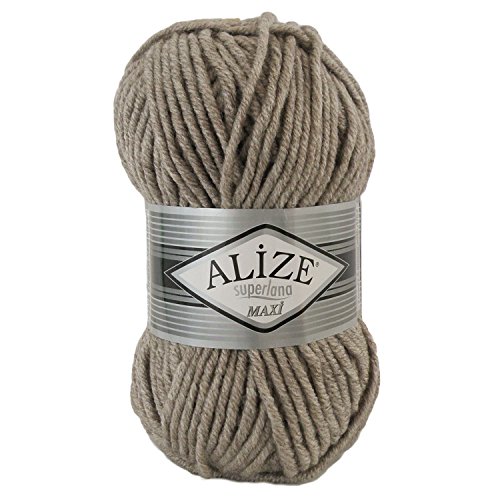 100g Strickgarn Strickwolle Alize Superlana Maxi 25% Wolle, 100g, Farbwahl, Farbe:207 light brown von maDDma