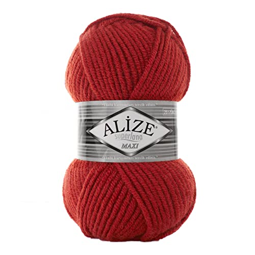 100g Strickgarn Strickwolle Alize Superlana Maxi 25% Wolle, 100g, Farbwahl, Farbe:36 rotbraun von maDDma