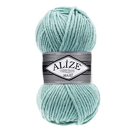 100g Strickgarn Strickwolle Alize Superlana Maxi 25% Wolle, 100g, Farbwahl, Farbe:463 Light Aqua von maDDma