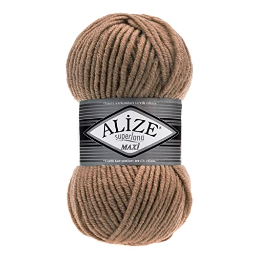 100g Strickgarn Strickwolle Alize Superlana Maxi 25% Wolle, 100g, Farbwahl, Farbe:466 camel von maDDma