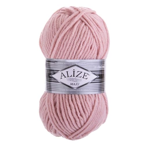 100g Strickgarn Strickwolle Alize Superlana Maxi 25% Wolle, 100g, Farbwahl, Farbe:523 rosenquarz von maDDma