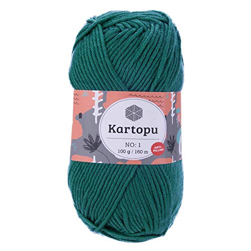 100g Strickwolle Kartopu NO:1 Polyacryl-Strickgarn Anti Pilling Effekt Oeko-Tex zertifiziert Wolle Farbwahl, Farbe:K1467 petrol von maDDma