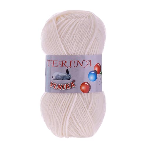 100g Terina Strickgarn Häkelgarn Wolle Acrylwolle pflegeleicht Farbwahl, Farbe:creme von maDDma