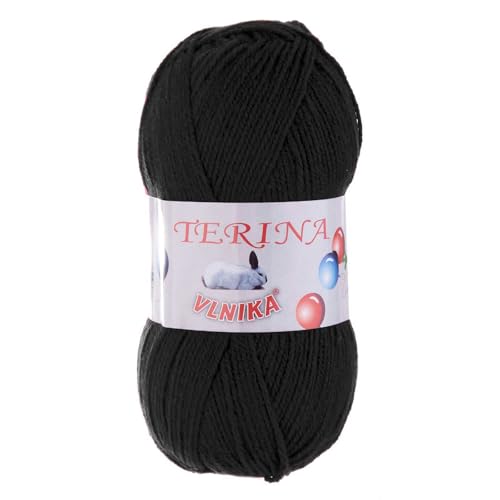 100g Terina Strickgarn Häkelgarn Wolle Acrylwolle pflegeleicht Farbwahl, Farbe:schwarz von maDDma