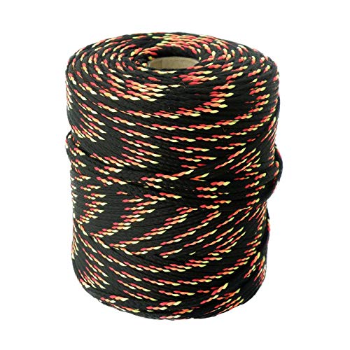 100m Polyester-Schnur 4mm mehrfarbig PES Kordel Polyesterkordel bunt, Farbe:schwarz/gelb/rot/orange von maDDma