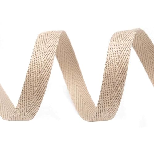 10m Köperband 10mm breit große Farbwahl Einfass- Nahtband Gurtband Baumwollband, Größe:10mm, Farbe:beige von maDDma