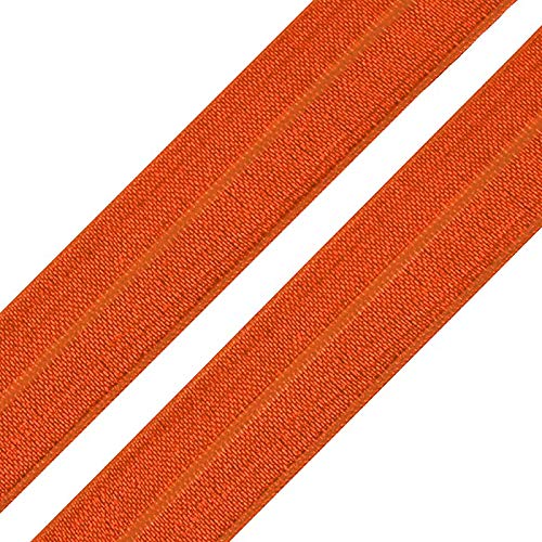 1m Einfassband 20mm hochelastisch 44% Elastan gefalzt Meterware Faltgummi Schrägband Farbwahl, Größe:20mm, Farbe:kürbisorange von maDDma