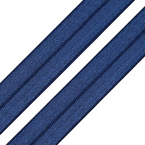 1m Einfassband 20mm hochelastisch 44% Elastan gefalzt Meterware Faltgummi Schrägband Farbwahl, Größe:20mm, Farbe:marineblau von maDDma