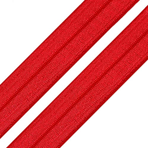 1m Einfassband 20mm hochelastisch 44% Elastan gefalzt Meterware Faltgummi Schrägband Farbwahl, Größe:20mm, Farbe:rot von maDDma