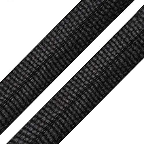 maDDma ® 1m Einfassband 20mm hochelastisch 44% Elastan gefalzt Meterware Faltgummi Schrägband Schwarz, Größe:20mm, Farbe:schwarz von maDDma