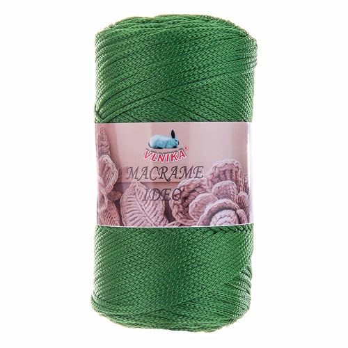 250g Strickgarn Macrame Ideo Unifarben Makrameegarn Häkelgarn Flechtgarn Knüpfgarn Basteln Farbwahl, Farbe:grün von maDDma