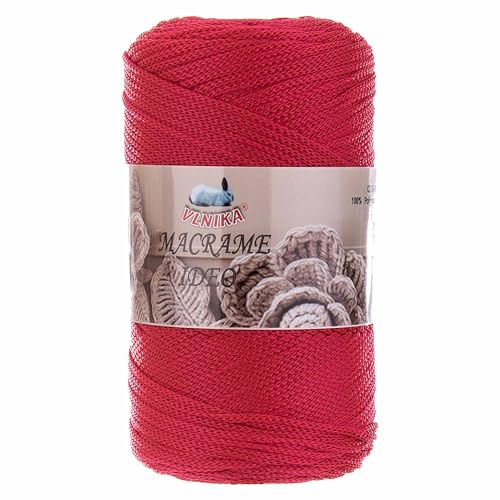 250g Strickgarn Macrame Ideo Unifarben Makrameegarn Häkelgarn Flechtgarn Knüpfgarn Basteln Farbwahl, Farbe:rot von maDDma