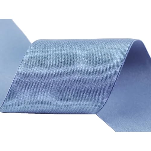 2m Glanz-Satin Gummiband Gummilitze 50mm / 5cm f. Gürtel Kleider Blusen, Farbe:himmelblau von maDDma