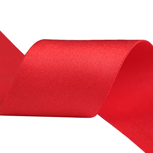 2m Glanz-Satin Gummiband Gummilitze 50mm / 5cm f. Gürtel Kleider Blusen, Farbe:rot von maDDma