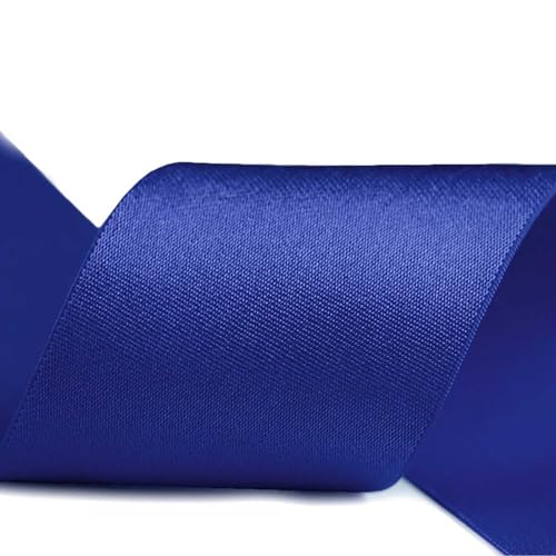 2m Glanz-Satin Gummiband Gummilitze 50mm / 5cm f. Gürtel Kleider Blusen, Farbe:saphirblau von maDDma