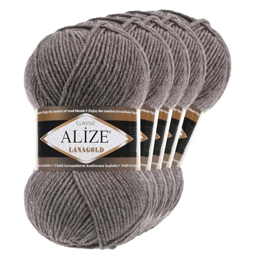 5 x 100 g ALIZE Lanagold 49% Wolle Strickgarn Winterwolle Schurwolle Farbwahl, Farbe:macchiato von maDDma