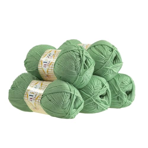 5 x 100g Strickgarn ALIZE Baby Best uni Babywolle Wolle Antipilling 44 Farben, Farbe:485 pistaziengrün von maDDma