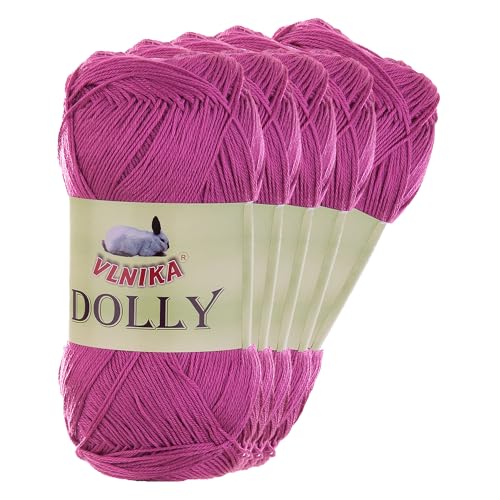 5 x 100g Strickgarn Dolly Uni Häkelgarn Handstrickgarn Wolle Farbwahl, Farbe:fuchsia von maDDma