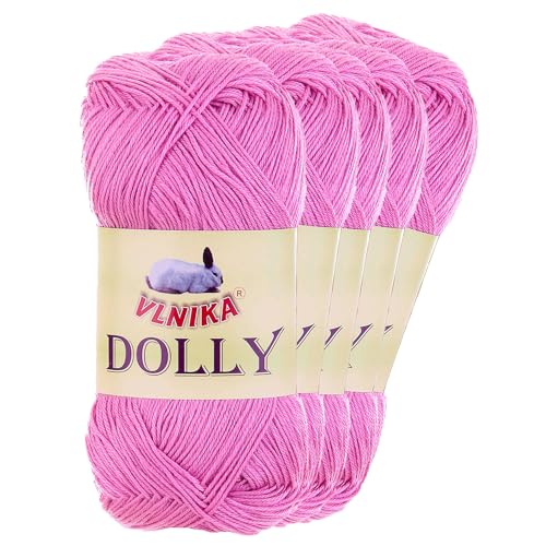 5 x 100g Strickgarn Dolly Uni Häkelgarn Handstrickgarn Wolle Farbwahl, Farbe:rosa von maDDma