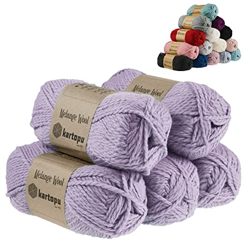 5 x 100g Strickgarn Kartopu Melange Wool Strick-Wolle Garn Häkelgarn Wolle Farbwahl, Farbe:K711 lavendel von maDDma