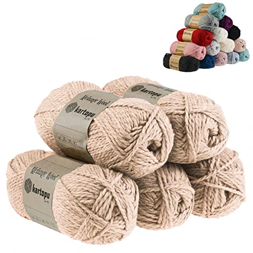 5 x 100g Strickgarn Kartopu Melange Wool Strick-Wolle Garn Häkelgarn Wolle Farbwahl, Farbe:K713 grauviolett von maDDma