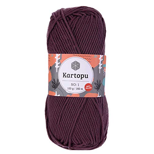 5 x 100g Strickgarn Kartopu NO:1 Wolle Anti Pilling Effekt Oeko-Tex zertifiziert Wolle Farbwahl, Farbe:K1707 aubergine von maDDma