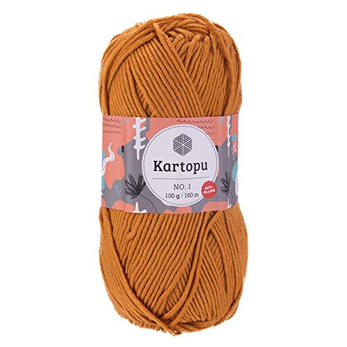 5 x 100g Strickgarn Kartopu NO:1 Wolle Anti Pilling Effekt Oeko-Tex zertifiziert Wolle Farbwahl, Farbe:K1854 terracotta von maDDma