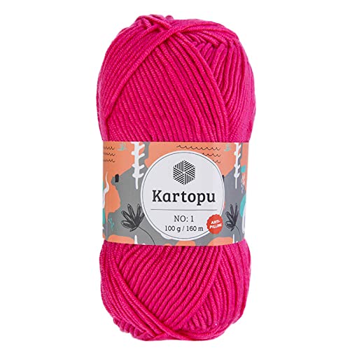 5 x 100g Strickgarn Kartopu NO:1 Wolle Anti Pilling Effekt Oeko-Tex zertifiziert Wolle Farbwahl, Farbe:K245 magenta von maDDma