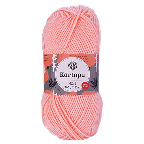 5 x 100g Strickgarn Kartopu NO:1 Wolle Anti Pilling Effekt Oeko-Tex zertifiziert Wolle Farbwahl, Farbe:K253 hell lachs von maDDma