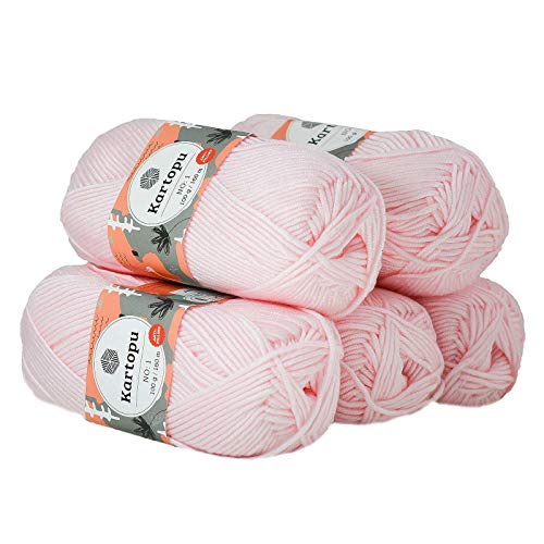 5 x 100g Strickgarn Kartopu NO:1 Wolle Anti Pilling Effekt Oeko-Tex zertifiziert Wolle Farbwahl, Farbe:K255 babyrosa von maDDma